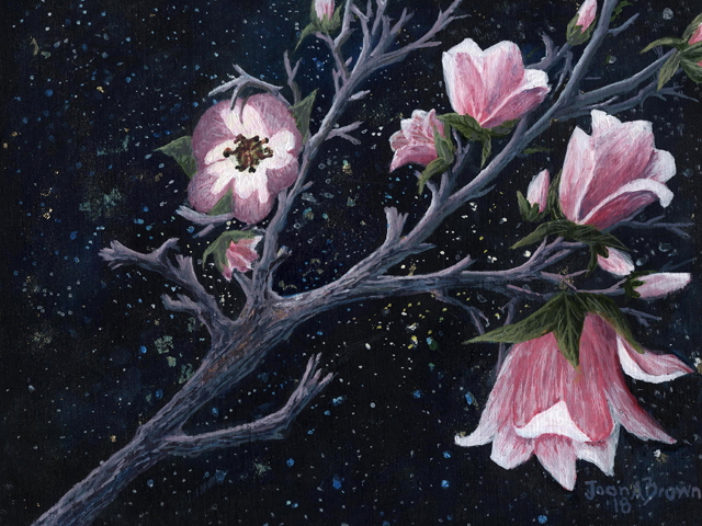 Ruhi Magnolia - Acrylic on Wood - 8x10 - $117