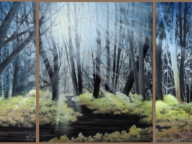 Peace Love & Light - Acrylic & Oil on Canvas - 8x10 (Three Panels) - $120