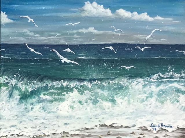 Seascape Gulls - Acrylic on Canvas - 11x14 - $215 (Panel Set w/o Frame)