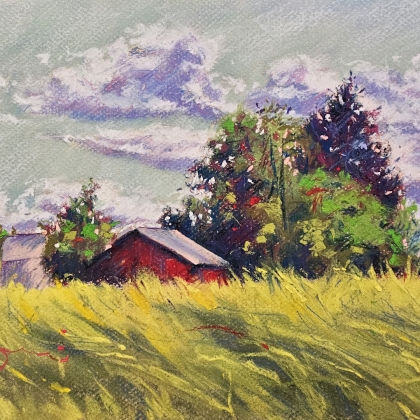 Late Summer Swaying Grasses in Soft Pastel