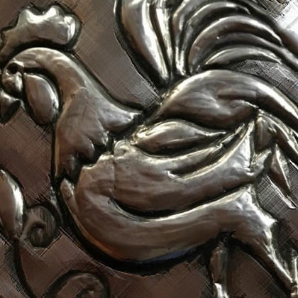 Tin Bas Relief Rooster Sculpture